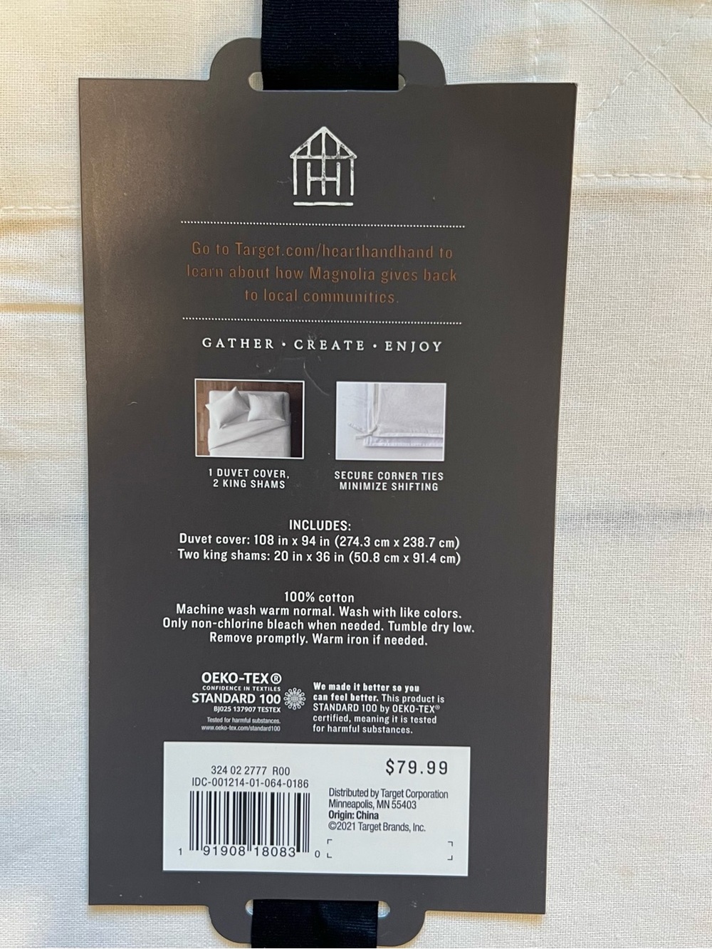 NWT Hearth & Hand Thin Stripe Duvet Cover with 2 Shams- King - Picture 7 of 7